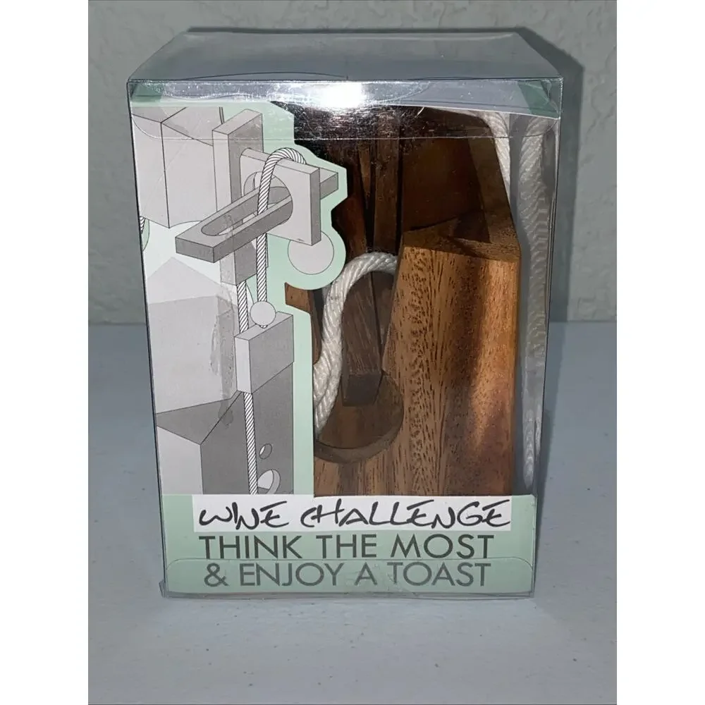 Wine Challenge Bottle Holder Gift Lock Fun‎ Puzzle Game Wood Brain Teaser NEW